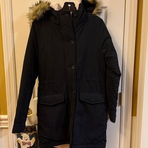 Black Parka with Faux Fur Hood